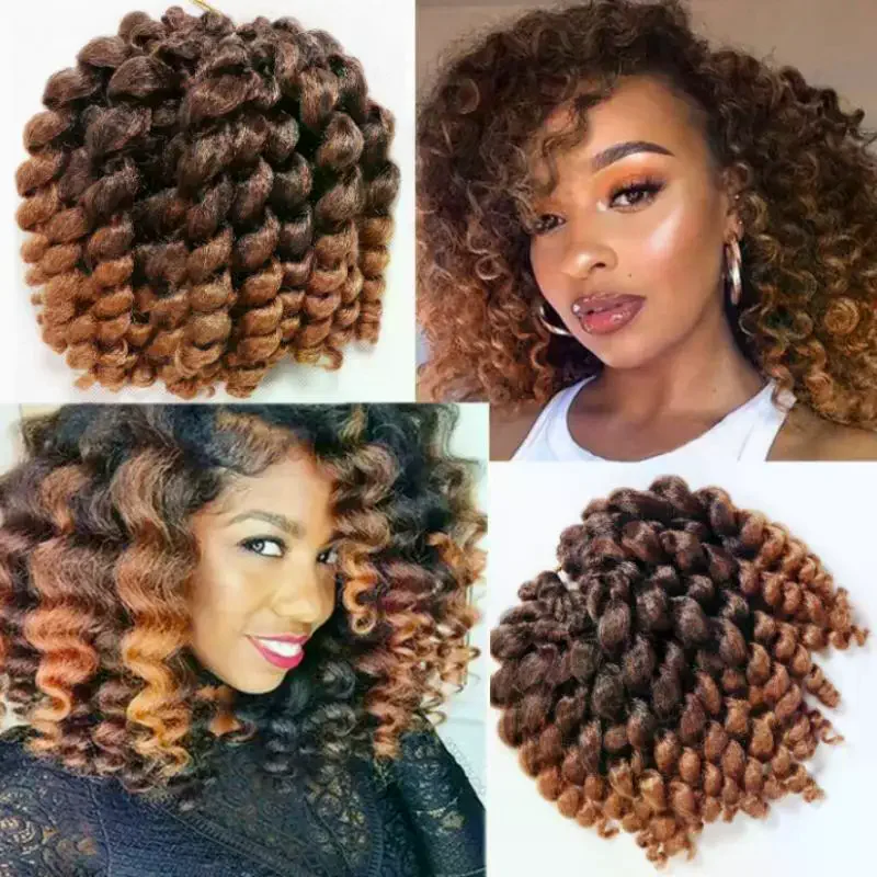 8 Inch Curly Jumpy Wand Crochet Hair Jamaican Bounce Crochet Hair Braids Hair Extension Bounce Crochet Synthetic Hair For Women