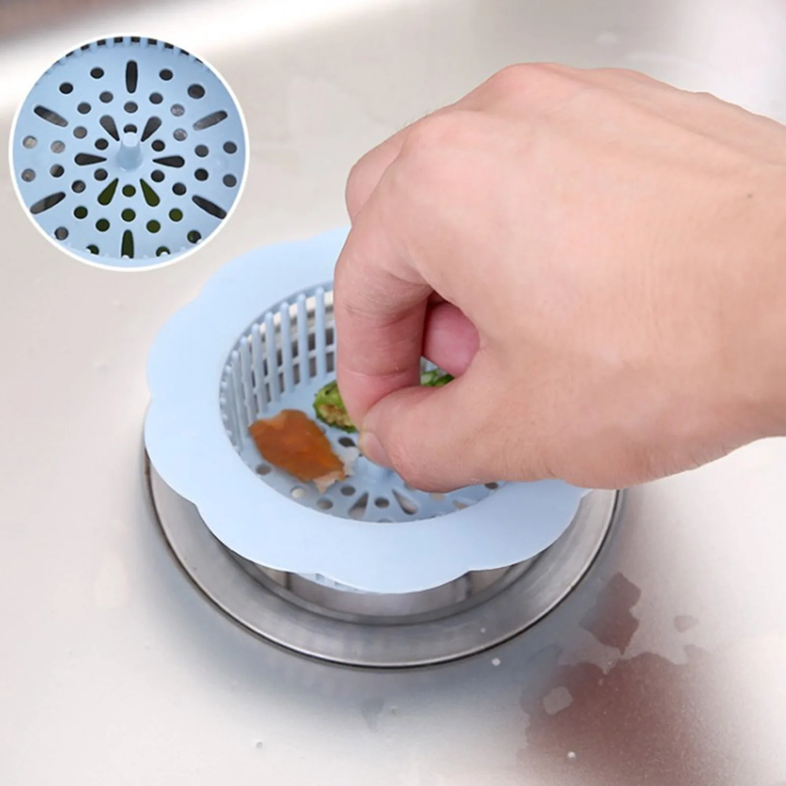 

Universal Kitchen Sink Strainers Drain Filter Replacement with Wide Rim & Handle Stick for Round Drain Holes SNO88