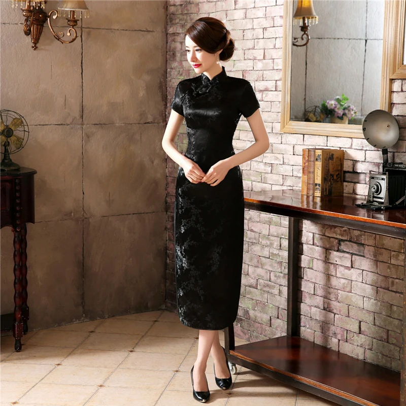 

Large Size 5XL 6XL Vintage Cheongsam New Chinese Style Long Dress Traditional Mandarin Collar Dresses Sexy Slim Split Qipao