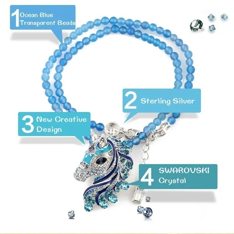 قلادة على شكل رأس حصان رائجة البيع لعام 209، مجوهرات بتصميم علامة الأبراج، إكسسوار أنيق مع زركونيا مكعب صناعي