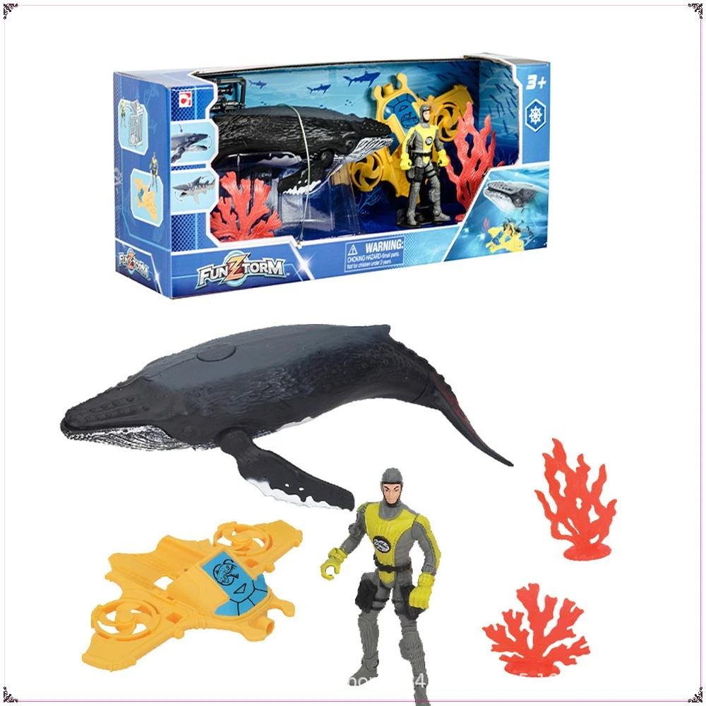 Marine Animal Series Action Toy Figures Genuine Humpback Whale Set Model Toys Desktop Ornament Children Birthday Creative Gifts