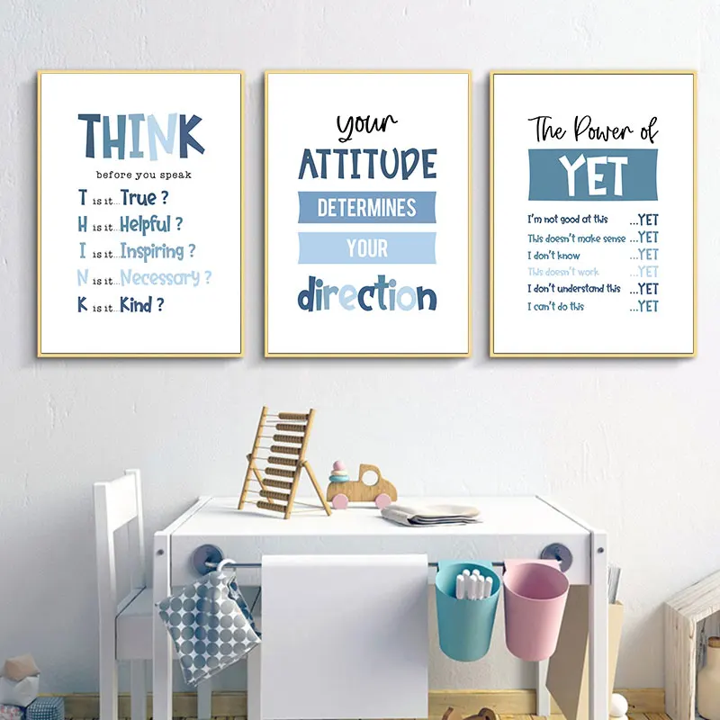 Modern Cute Motivational Quotes Canvas Poster Print Inspirational Wall Decorative Picture for Kidsroom Bedroom Home Art Decor
