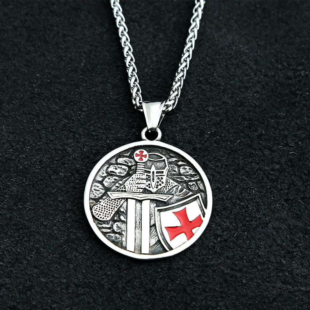 Fashion Vintage Knights Templar Cross Pendant for Men Punk Stainless Steel Cross Necklace Unique Jewelry Gifts Dropshipping