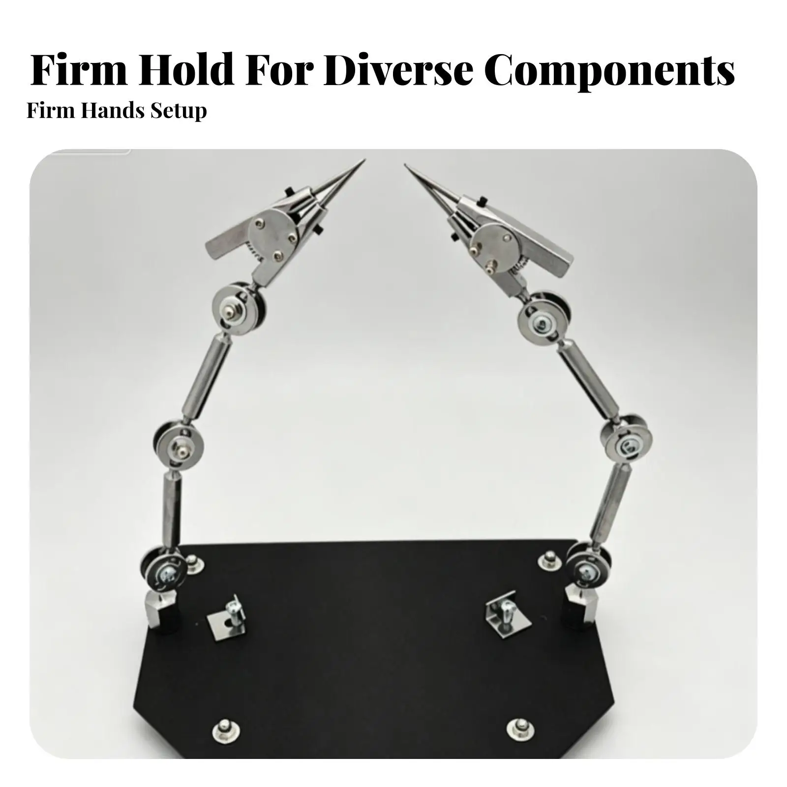 Metal Joining Fixture Clamp with Multiple Joints and Pointed Clamping Heads for Bench Work