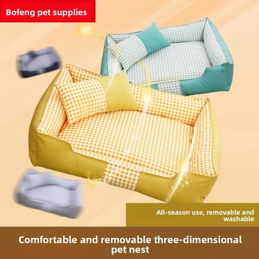 

Four Seasons Cotton Square Pet Bed for Small and Medium Dogs Soft Anti Slip Durable Cushion Mat for Cat and Dog Indoor Use
