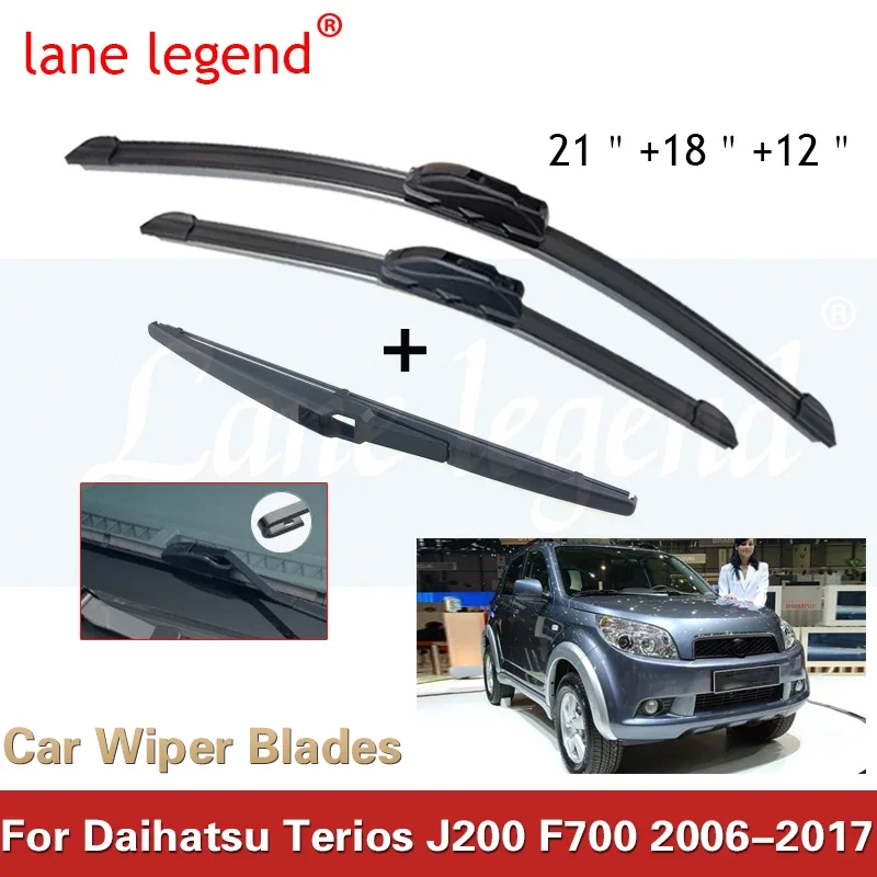 

Car Wiper Front & Rear Wiper Blades Set Kit For Daihatsu Terios J200 F700 2006 - 2017 Windshield Windscreen Window 21"18"12"