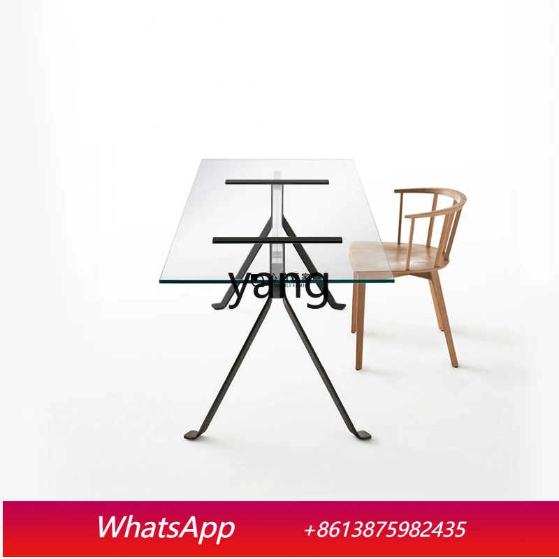 

MM simple modern small apartment glass dining table household rectangular minimalist writing desk