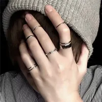 7pcs Ring set Instagram Hip Hop Style Adjustable Index Finger Joint Ring Style Retro Punk Style Men's and Women's Ring Set