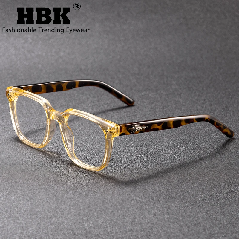 

HBK Anti Blue Light Glasses Men Brand Design TR90 Square Frames Eyewear Women Business Minimalist Fashion Transparent Lens