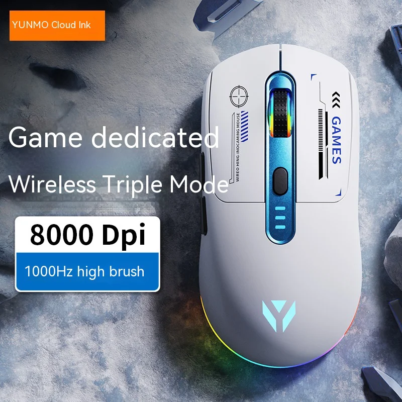 

Yunmo Sr7 Wireless Bluetooth Three Mode Lightweight Mouse 8000dpi Gaming Mouse Longtime Service Type-c Charging Esport Mouse