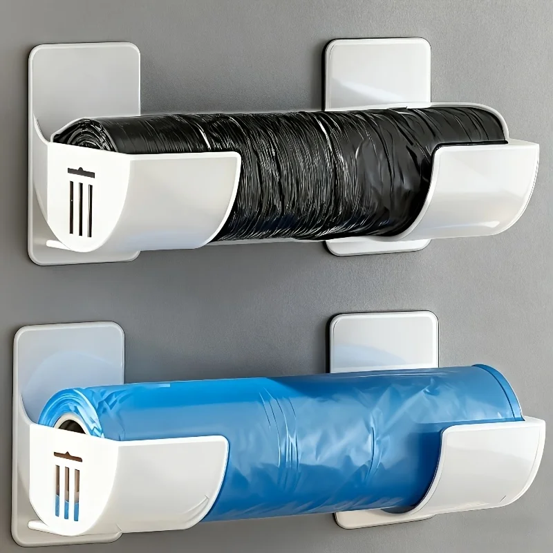 2/4 Kitchen Storage Box & Multifunctional Rack - No-Drill Shelf Organizer for Cling Film, Trash Bag, Cabinet, Refrigerator Side
