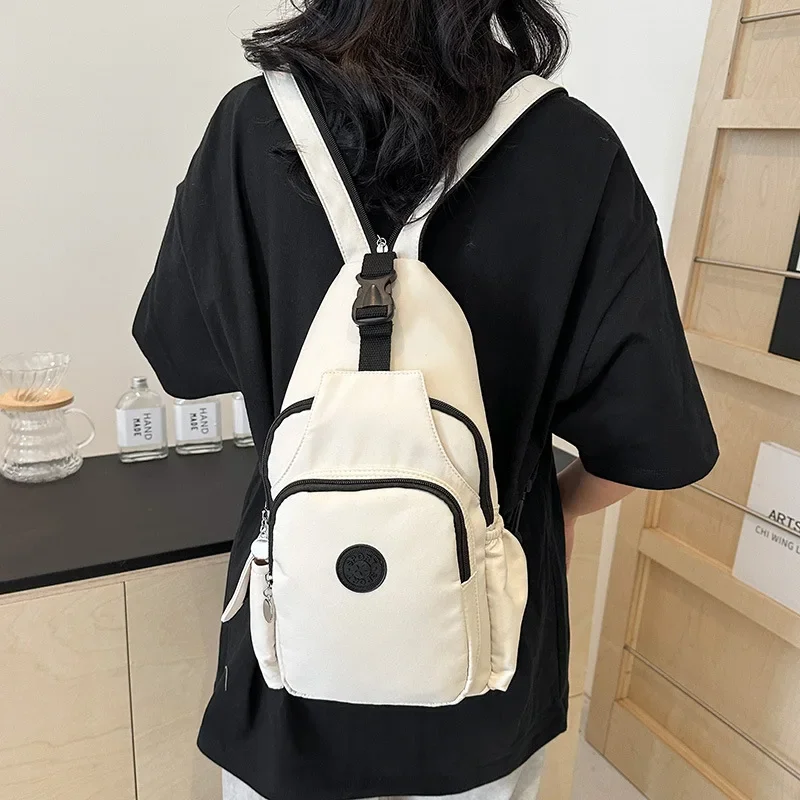 

BOMO Simple Backpacks for Ladies Fashion Solid Colour Design Womens Backpack Casual Versatile White High Capacity Female Bag