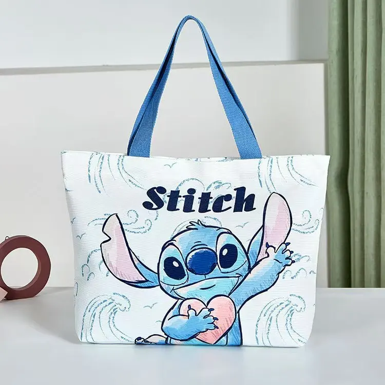 Stitch Star Baby Borsa di tela grande stampata fronte-retro Versatile borsa a tracolla singola periferica per cartoni animati Regali
