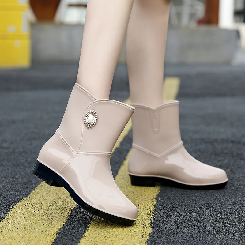 Bottes de pluie imperméables pour femmes, bottes en caoutchouc pour femmes, chaussures de cuisine non aldes, imperméables, sécurité au travail, chaussures de jardin, bottes de pluie