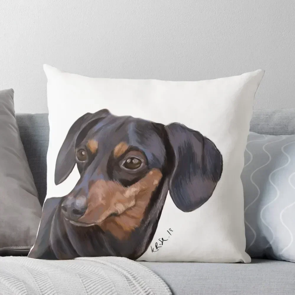 Sausage dog, daschund, wiener dog painting Throw Pillow Cushion Cover Set Pillow Cases Decorative pillow