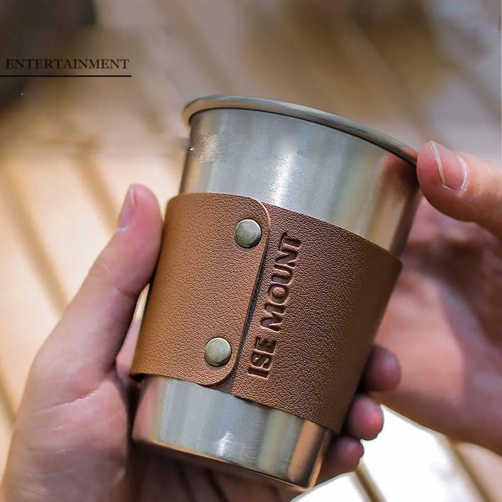

Outdoor Camping Camping Cup Hot Resistant Water Cup Stainless Steel Cup Sleeve Leather Cup Cover Cup Sleeve Protective Cover