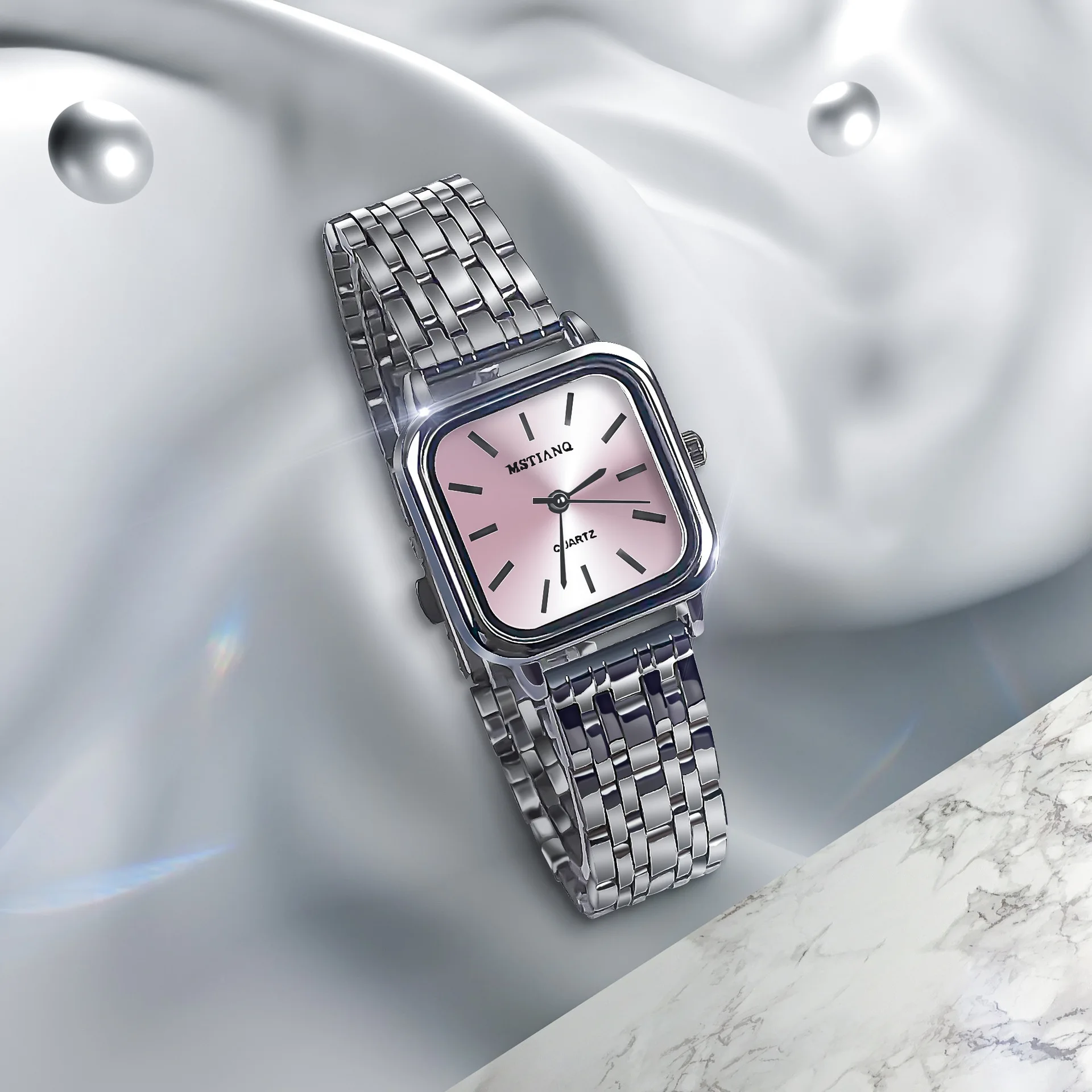ساعات كوارتز نسائية فاخرة للسيدات ساعات يد نسائية تقويم سوار ساعة عمل من الفولاذ المقاوم للصدأ