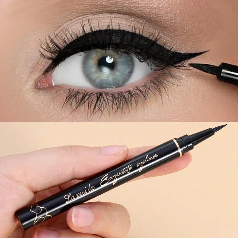 Ultra Thin Silky Matte Liquid Eyeliner Pen Waterproof Lasting Not Blooming Easy To Color Black Eye Liner Pencil Eyes Makeup Tool