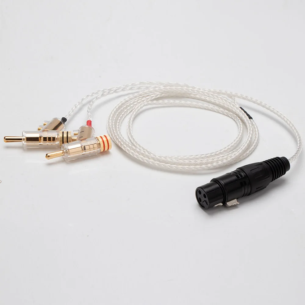 16 core OCC silver HiFi XLR Female to 45 Degree Banana Speaker Cable XLR 3 Pin Female to Dual Banana Plugs Audio Cable Amplifier