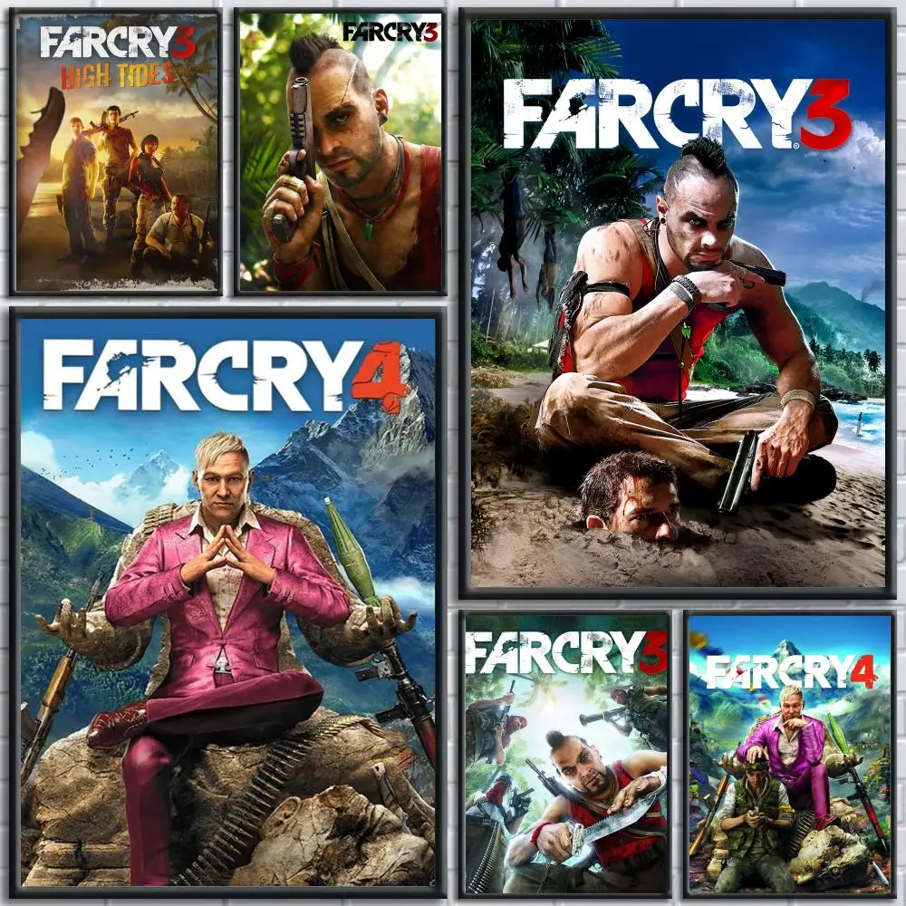 Póster de lienzo moderno con pintura y caligrafía de F-Far Cry 3, arte de pared, decoración estética para habitación, dormitorio, cafetería, regalo