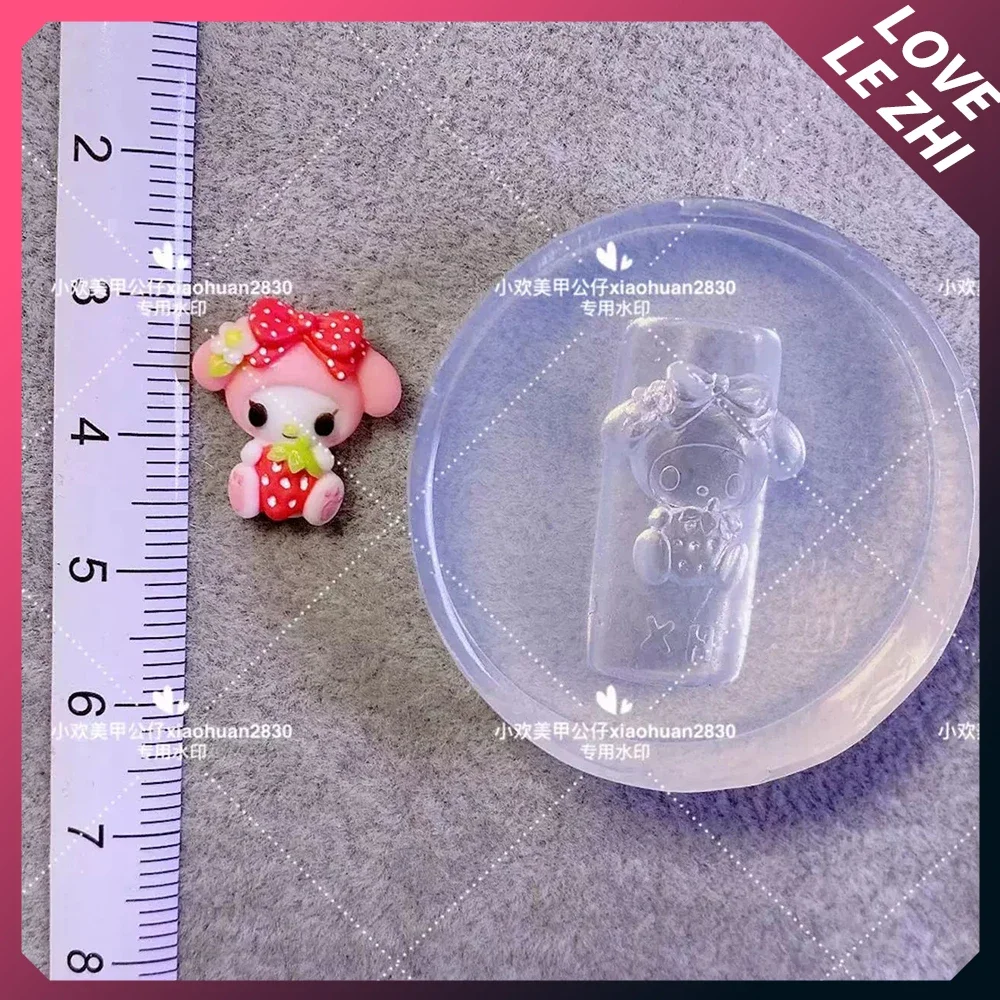 Sanrioed Mymelody Nail Art Silicone Mould Finished Doll Diy Tool Kawaii Strawberry Silicone Finished Figures Tools Nail Decorate