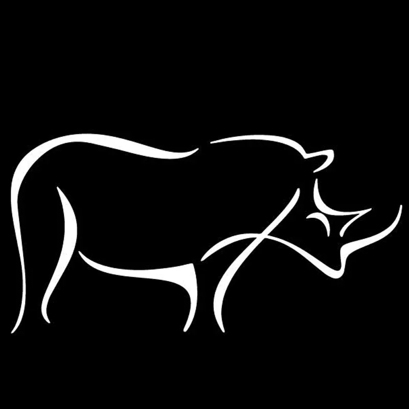Car Sticker Rhino Simple Pattern Car Sticker Door Decoration PVC Decal Creative Waterproof Sunscreen Black/white,15cm*8cm