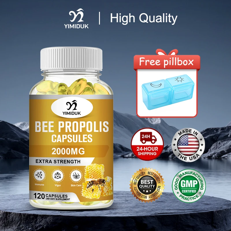 

Yimiduk Organic Bee Propolis Capsules, Support Year-Round Immunity & Respiratory Health, Boost Vigor, Overall Skin Care, Vegan