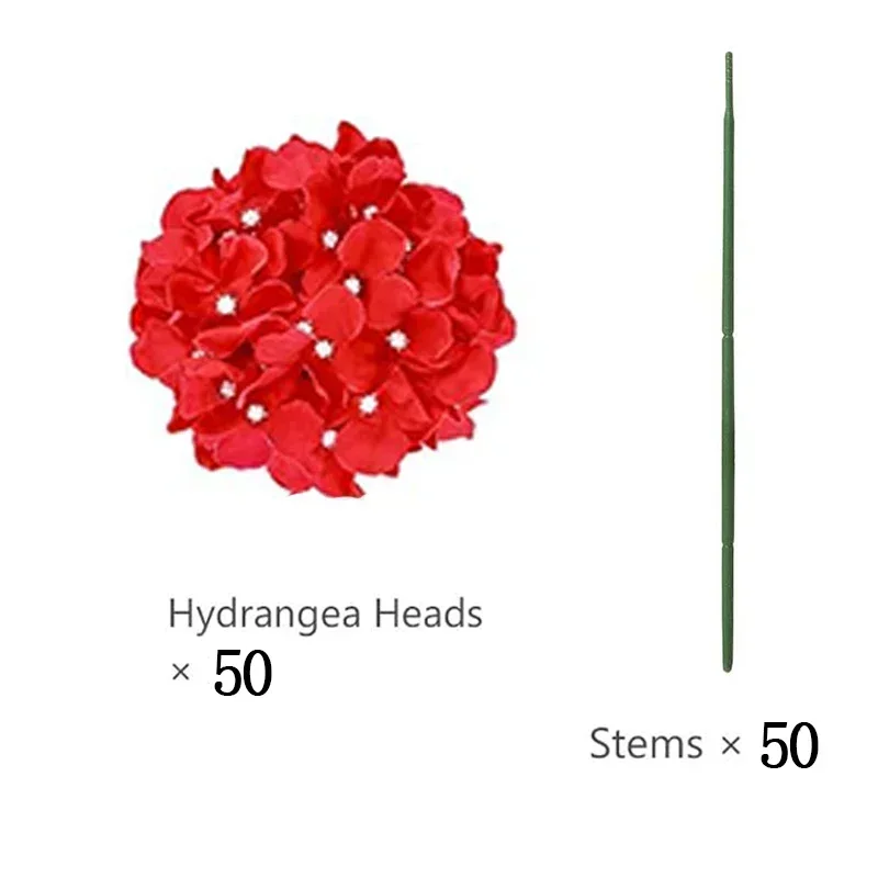 50 stuks kunstmatige hortensia bloemen zijden hortensia hoofden voor bruiloft