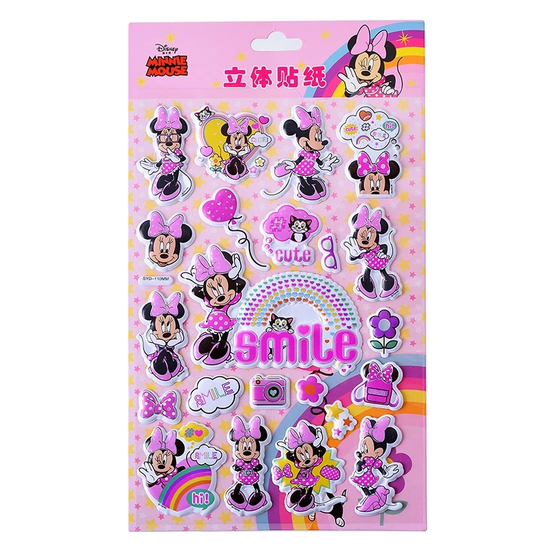 Disney Minnie Mouse Stickers Funny Kids Toys Cute Anime Stickers Cartoon Kawaii Sticker