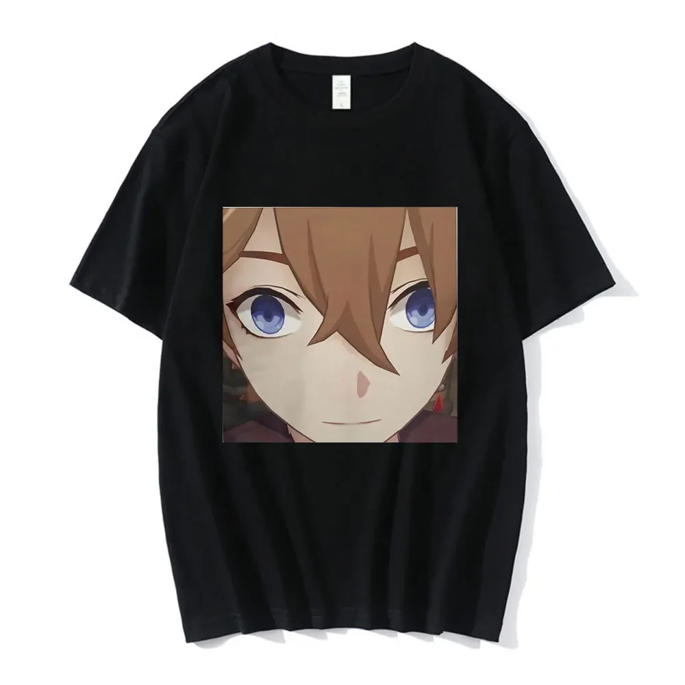 Genshin Impact Game T-Shirts O Neck Women Anime Tartaglia Face Meme T Shirt Fashion Short Sleeve Tops Tees Aesthetic Clothes