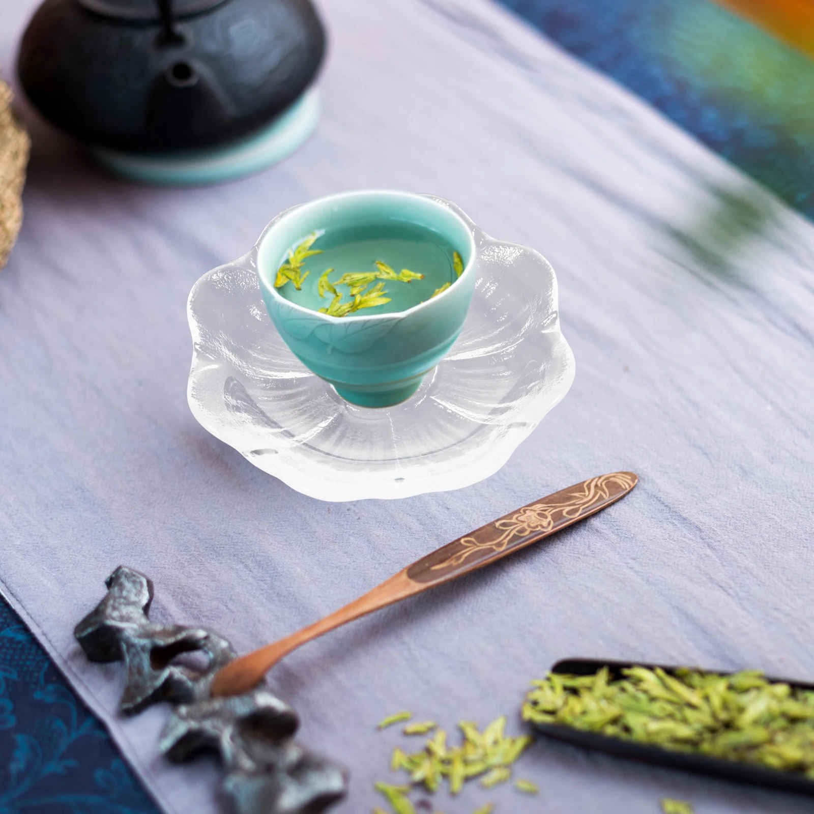 

4Pcs Clear Glass Saucers Multipurpose Cup Mat for Teacup Coffee Mug Desktop Table Decoration Glass Saucers Decorative Cup Mat