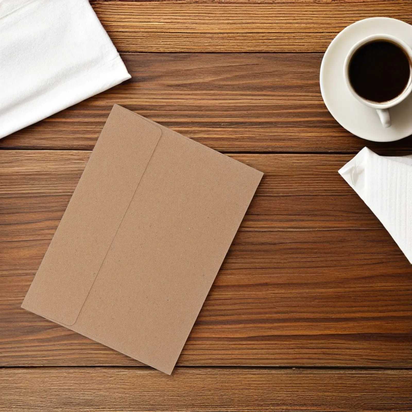 

50Pcs Vintage Kraft Paper Envelopes V-Flap Self Sealing for Wedding Invitations Greeting Cards Holiday Parties Mailing