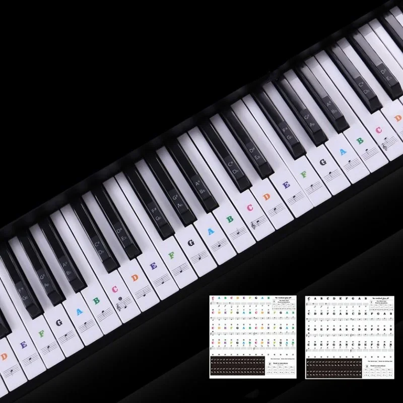 Transparent Piano Keyboard Stickers 88/61/54/49 Key Detachable Music Decal Notes Electronic Piano Piano Spectrum Sticker Symbol