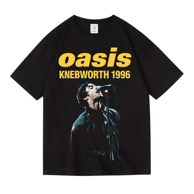 Oasis Oasis Band Rock Retro Trend Peripheral Cotton Printed T-Shirt Summer Crew Neck Pullover Men's and Women's Short Sleeves