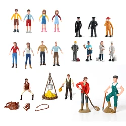 Realistic Plastic Miniature Hand Painted Farmer,Horse Rider,Worker,Hunter People Model Figurines Character Set for Birthday Gift