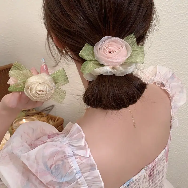 1 Stück Rosen-Haarring, Neujahrs-Haarschmuck, hochwertiges, elegantes und hochwertiges Haargummi, Haarband aus Gummi, Haarband-Accessoire