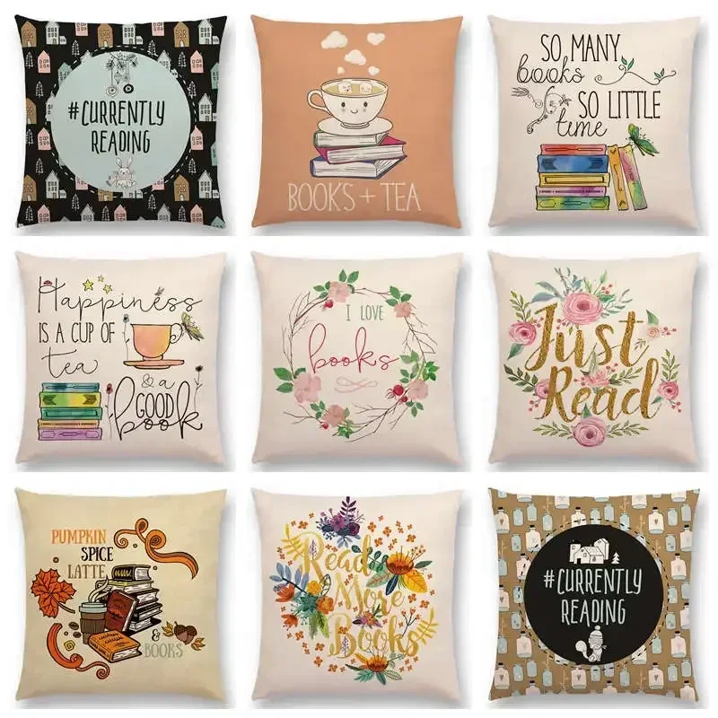 Enjoy Life Reading Books Sofa Pillow Case Good Time Gorgeous Words Decorative Letters Cushion Cover Tea Time