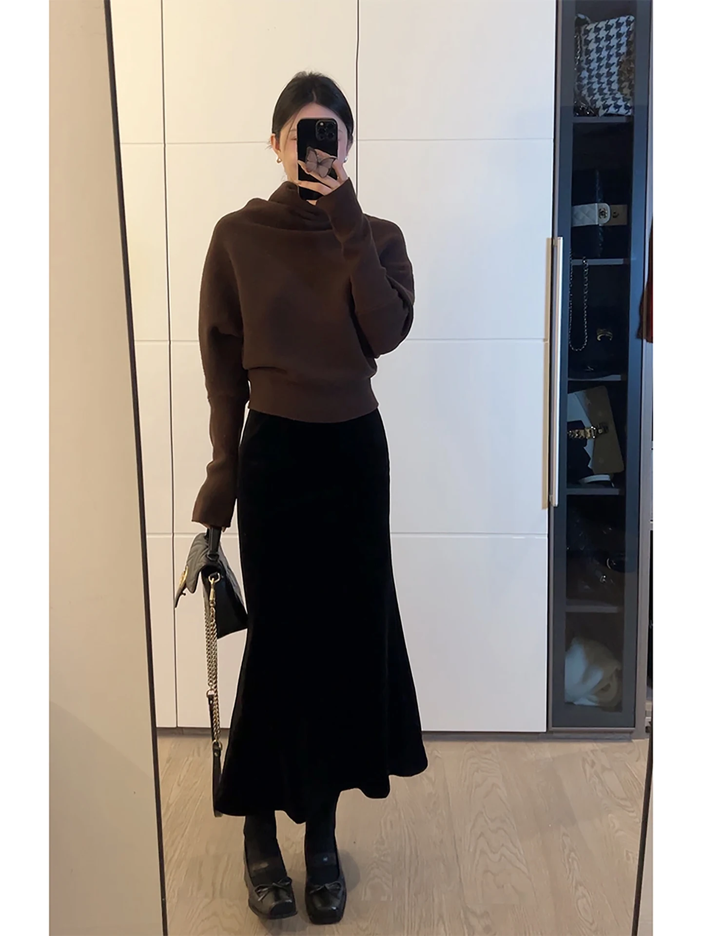 

Slimming Knitted Sweater f High Collar Loose Faionable Commute Sle Women's Pullover Autumn Season Splice Detail