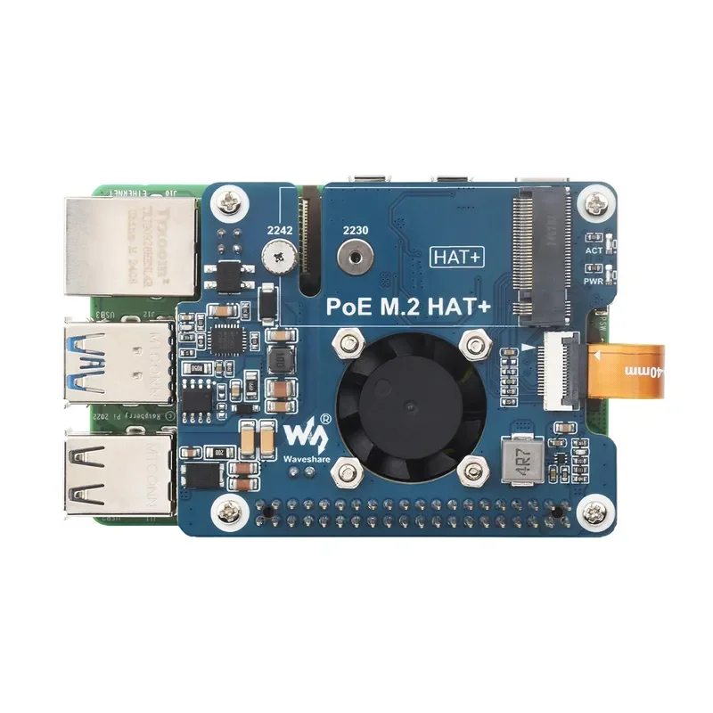 Raspberry Pi 5 PCIe to M.2 Adapter Board for Raspberry Pi 5 Supports PoE Ethernet Power Supply High-Speed Read Write
