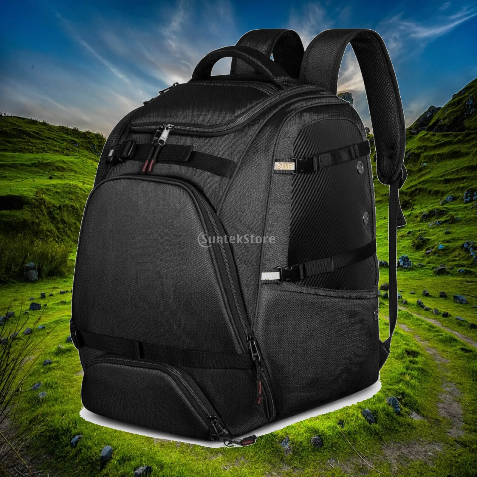large-snowboard-boot-backpack-with-adjustable-buckles-to-carry-skis-externally-for-air-travel-and-mountain-use