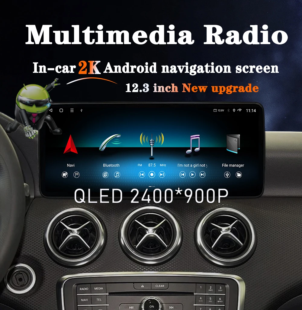 2400*900P QLED Screen Android 16 For Benz GLK 2010-2015 DSP Car Radio Multimedia Video Navigation GPS WiFi Stereo BT