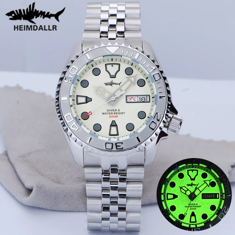 Heimdallr Sharkey SKX007 NH36 Watch C3 Luminous Sapphire Crystal Full Surface 20bar Waterproof Automatic Mechanical Diver Watch