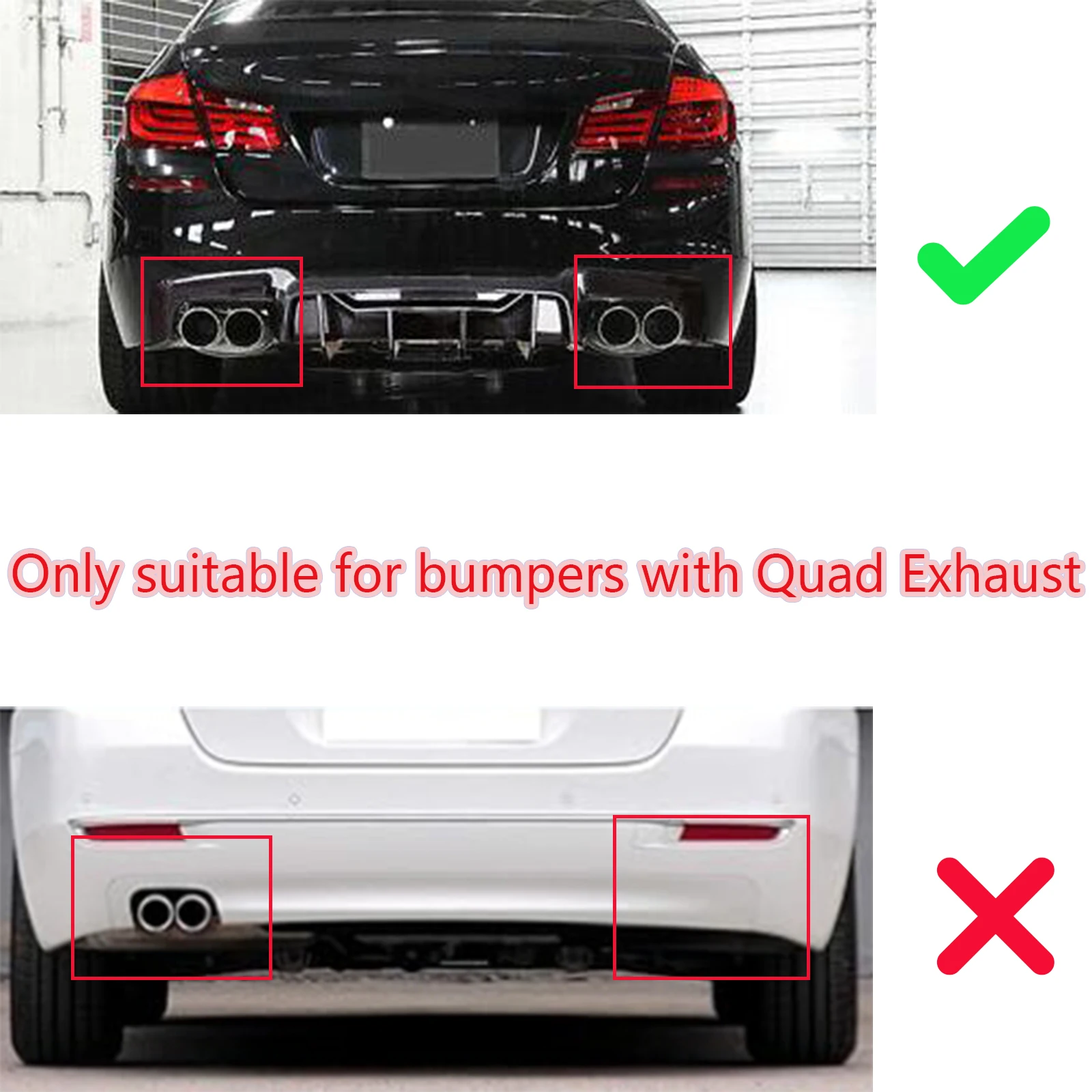 For BMW F10 5 Series M-Sport M5 2011-2016 Quad Exhaust Car Rear Bumper Diffuser Competition Style Glossy Black Body Kit