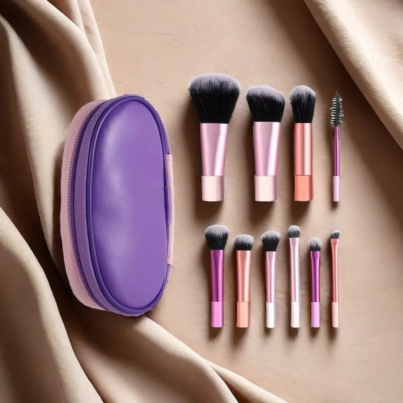 Makeup Brush Sets,10 Plastic mini with bag multifunctional at home or On-the-Go