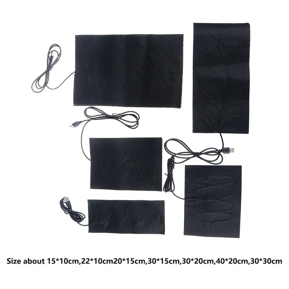 Schwarze Faser-Heizkissen, Knieschoner, Taillenschutz, Heizung, warme Pads, Winter, warm, USB-Sitzkissen, Heizfolie, Jacke, Mantel, Heizung