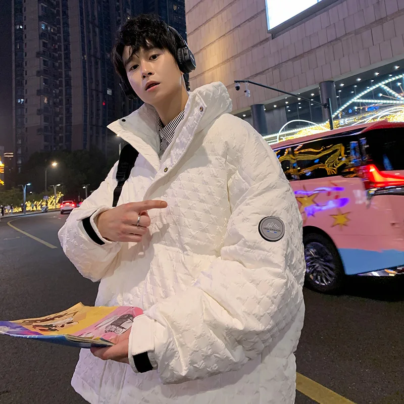 

Winter Jaet 2025 New Sle White down Men's Youth Student Outdoor Sports Polyester Fiber Coat Thiened Long Sve Zipper