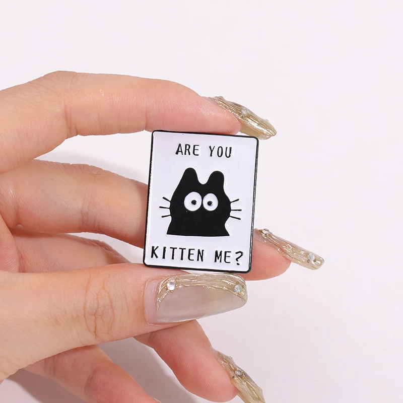 Cartoon Animal Cats Enamel Pins Cute Black Kitten at Play Brooches Accessories Lapel Badge Backpack Clothes Jewelry for Gift