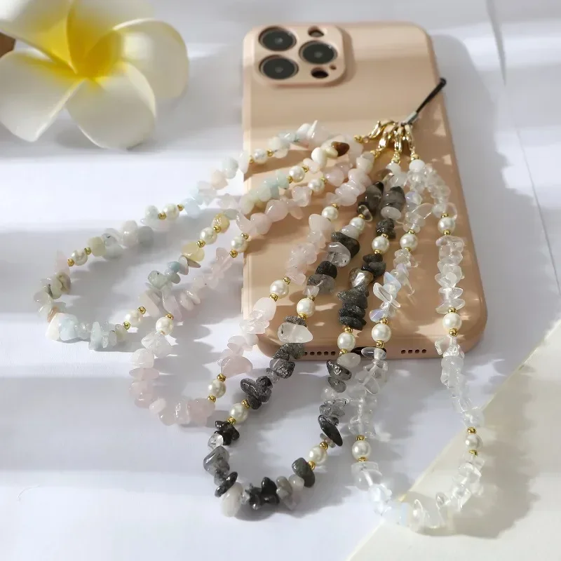 1 Piece Retro Phone Straps European Style Natural Stone Amethyst Phone Lanyard Vintage Phone Pendant Cute Accessories