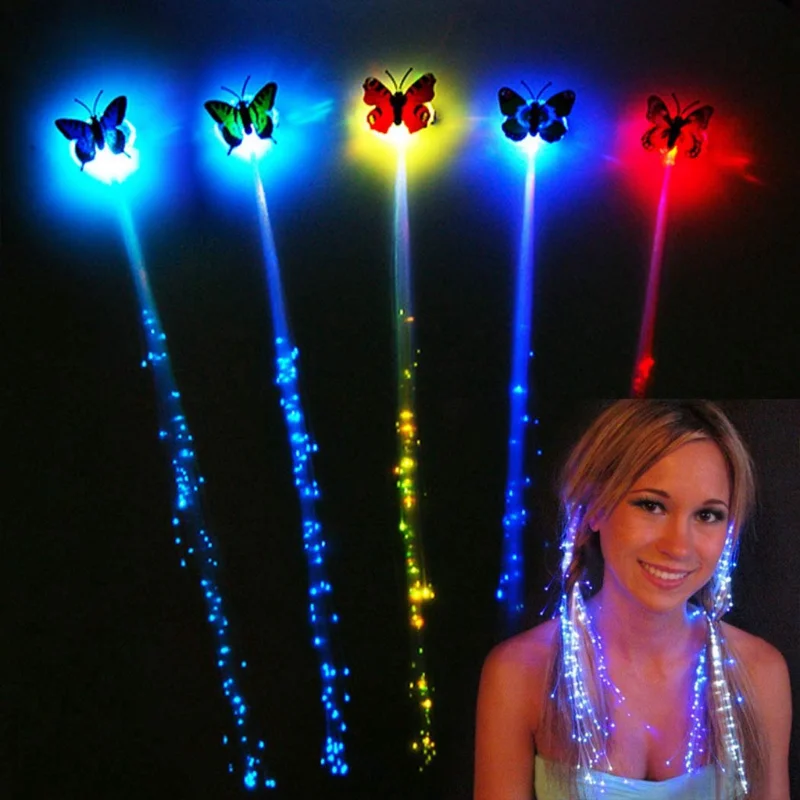 

5PCS LED Butterfly Hairpin Hair Braid Light Braid Luminous Fiber Optic Hairpin Decor Christmas Party Bar Hair Clip for Children