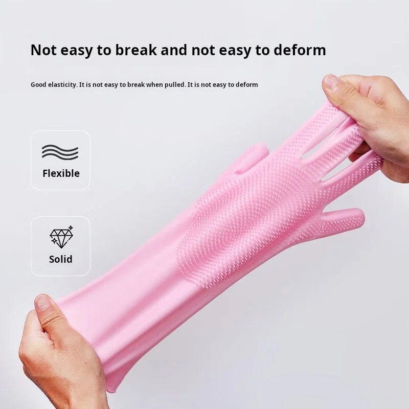 Silicone Dishwashing Gloves, Magic Shower Gloves, Durable, Wear-resistant, Cleaning, Multi-purpose Waterproof Rubber Gloves